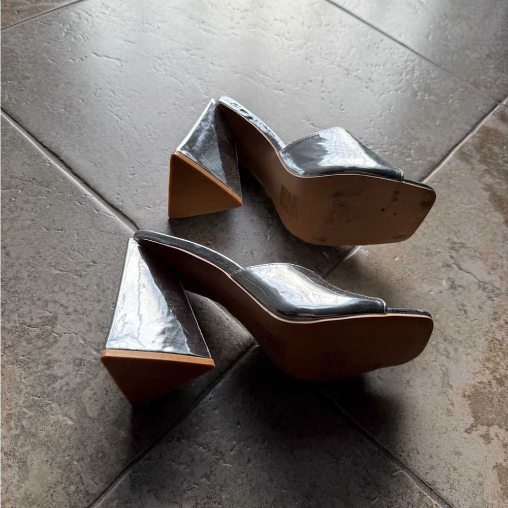 Superdown Silver Heeled Mules With Transparent St… - image 4